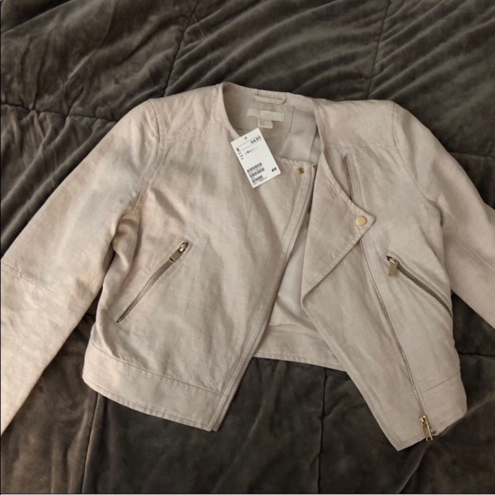 NWT H&M linen moto jacket